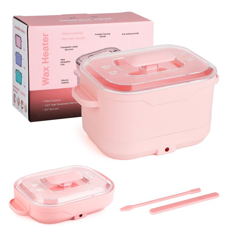 Mini Wax Warmer for Hair Removal,Foldable Silicone Wax Warmer for Hard Wax with 2 Reusable Silicone Applicator Sticks, 18.6Oz Portable Wax Warmer for Eyebrow, Face & Bikini, Body