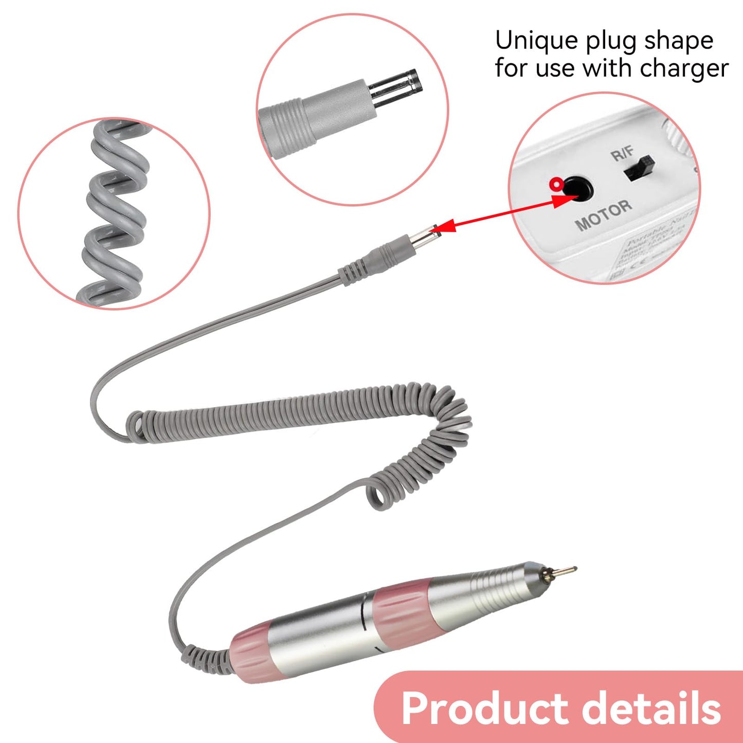 35000rpm Electric Nail Drill Pen, Nail Drill Handpiece Replacement, Aluminum Alloy File Acrylic Powder Remover Gel Polisher Grinder Portable Manicure Pedicure Art Tool