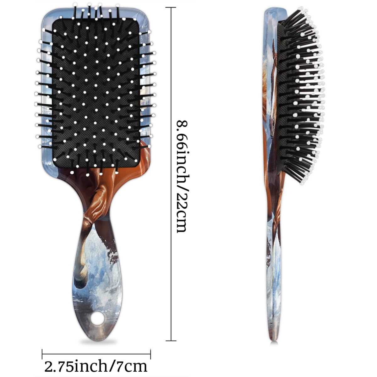 Yeahhhlife Curly Hair Brush, Running Horse Snow Mountain Detangler Brush with Ultra-Soft Bristles, Detangling Hairbrush for Curly, Straight, Damaged Hair