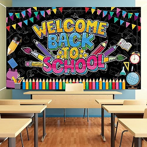 Welcome Back to School Banner - Large 72x43 Inch Backdrop for Classroom Decor