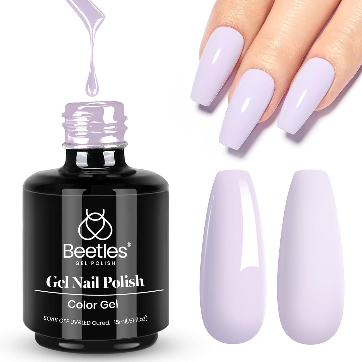 Beetles Mauve Gel Nail Polish - Dusty Rose Pink Purple UV Soak Off | 15ml Long Lasting Glossy Finish for Salon & Home