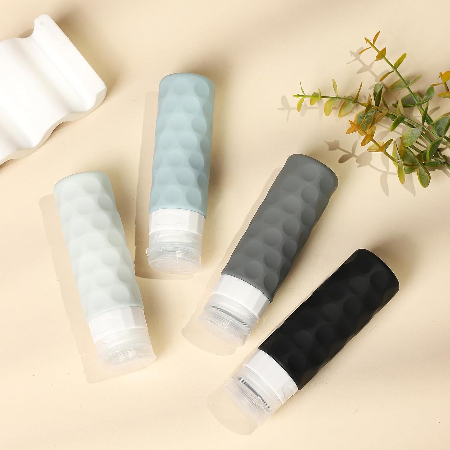 Travel Bottles for Toiletries - 4PCS TSA Approved 3oz Silicone Containers | BPA Free, Leak Proof, Refillable