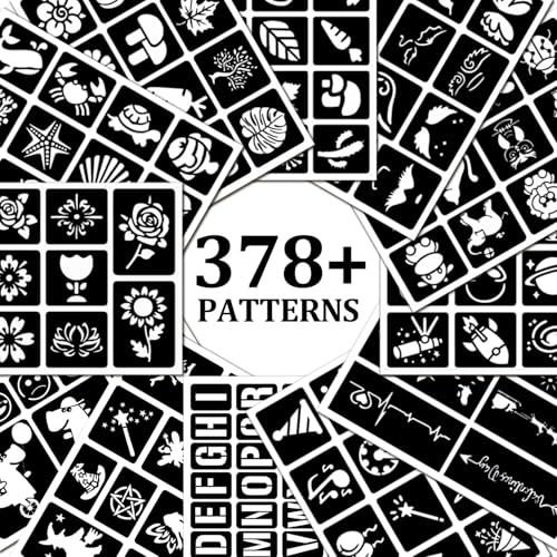 378 Pcs Temporary Tattoos Stencils, Face and Body Paint Stencils Kit.