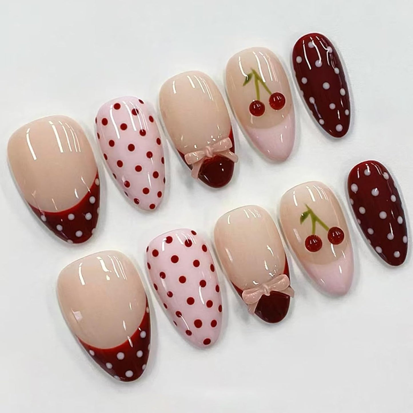 Floral Press-On Nails - 24Pcs Short Almond Acrylic with 3D Ocean Seashell & Turtle Design | Blue Sea Full Cover for Women