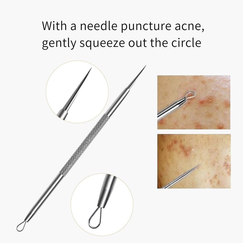 FIXBODY Blackhead and Splinter Remover Tools - Stainless Steel Professional Easily Cure Pimples Whiteheads Comedones Acne Zit Ingrown Hairs and Facial Impurities Bend Head Tweezer Surgical Kit