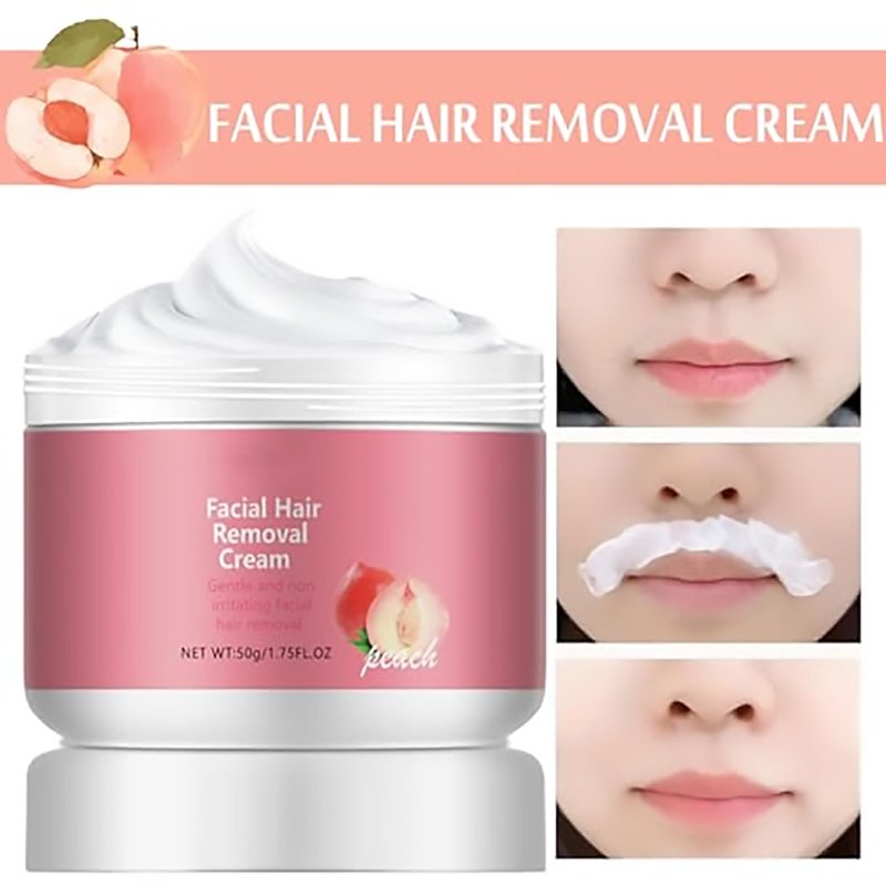 Facial Depilatory Cream, Peach Facial Hair Removal Cream for Upper Lip and Chin for Women, Womens Facial Hair Remover for Sensitive Skin, Gentle and Non-irritating (2PCS)