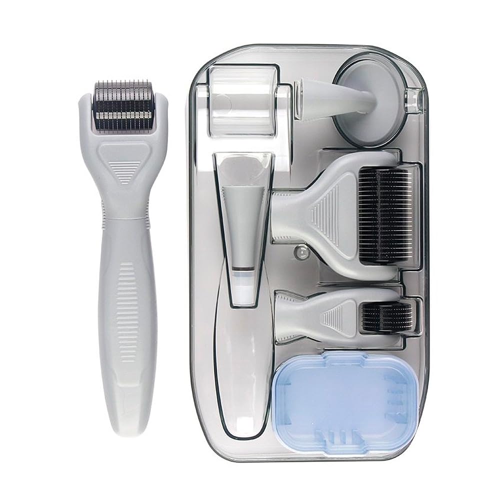Termalk 6-in-1 Titanium Derma Roller for Face and Body – Kit with Micro-Needles (0.25mm) and (0.3mm) – 300, 720, and 1200 Needles for Men and Women