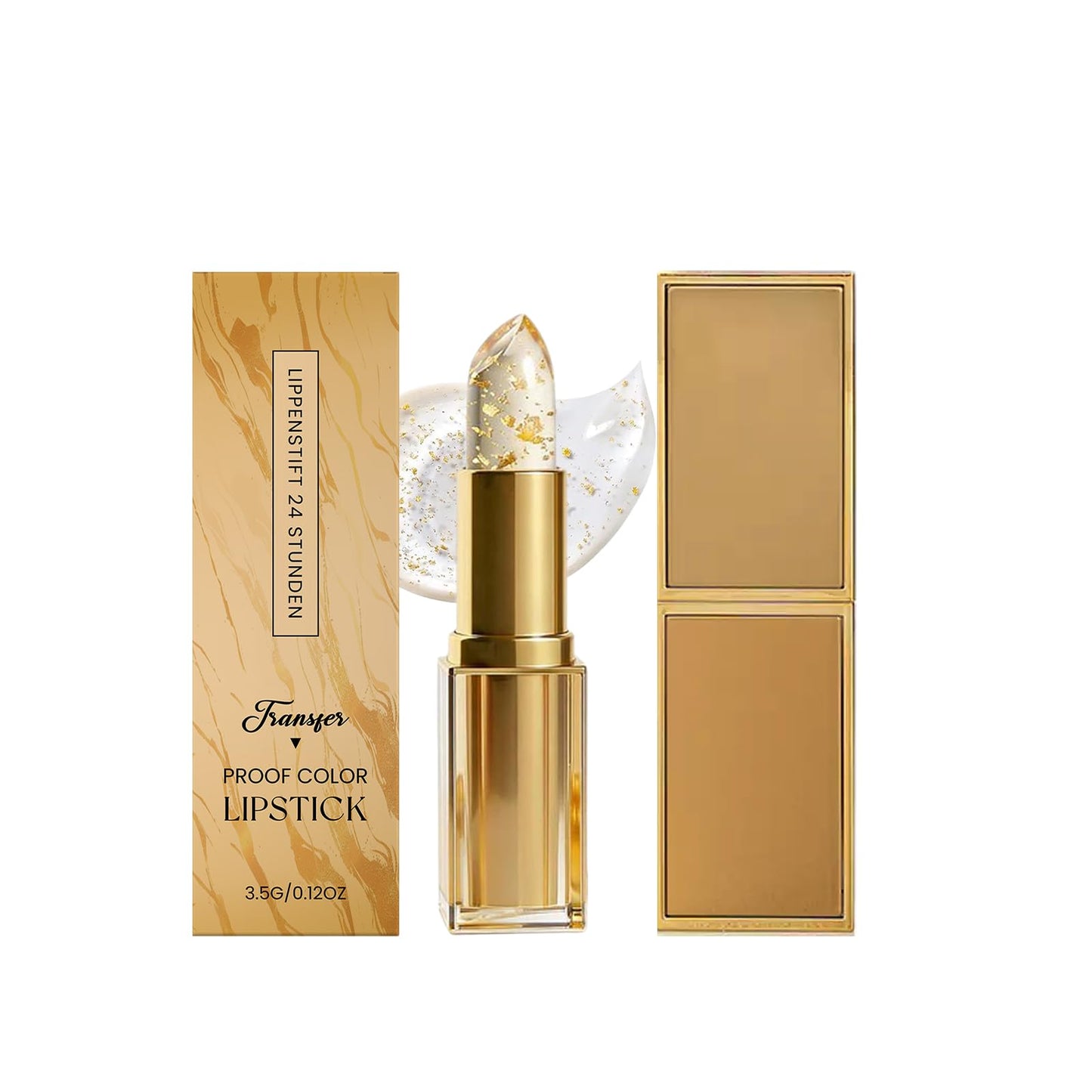 WestShiny Color Changing Lipstick for Women, 24 Hours Enduring PH Lipstick Color Changing, Gold Crystal Clear Lip Stick, Moisturizing Clear Lip Gloss - 1Pcs