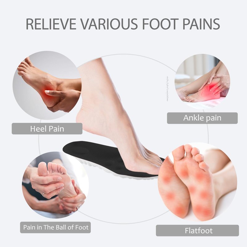 DWTWLE 4D Cloud Insoles for Men Memory Foam Cloud Insoles Super Soft Anti-Fatigue, Shock Absorption, Relieve Foot Pain (Black, US 11-13)