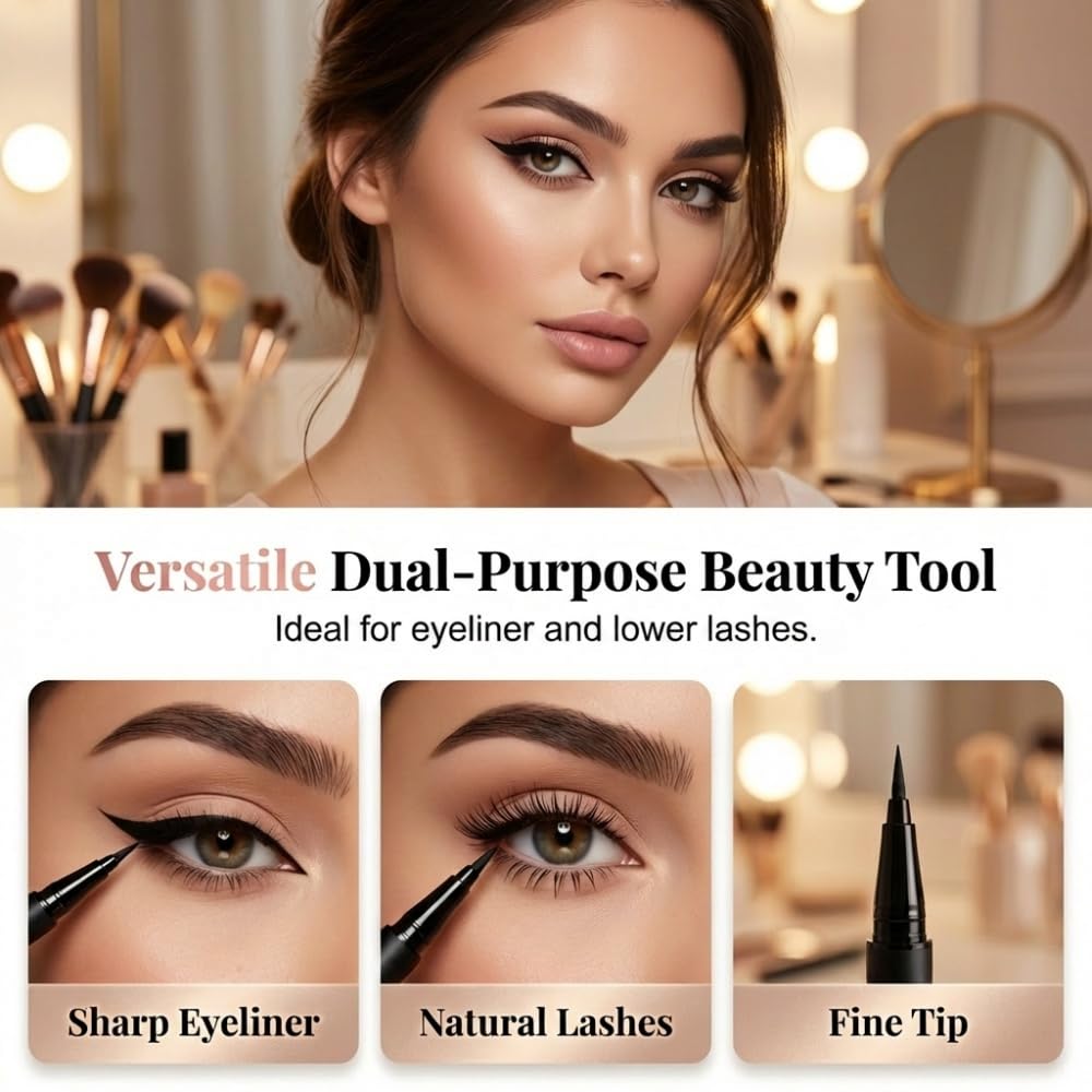 2 Pack Long-Lasting Waterproof Eyeliner for Daily Commute, 2026 New Ultra-Fine Liquid Eyeliner Pen with 0.01mm Brush Tip, Smooth Application, Smudge Proof Eyeliner Black and Brown (Light Brown-2PCS)