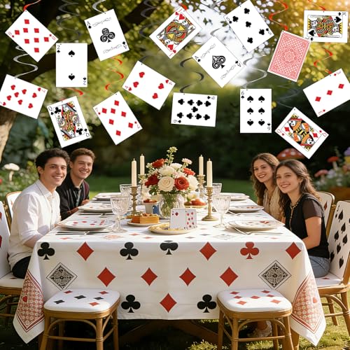 30Pcs Wonderland Poker Cards Hanging Swirls for Party Decor
