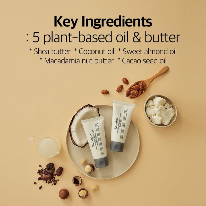 Karl&Hans Super Moisturizing Mint Vegan Hand Cream - Double Mint Scent with Shea Butter, Coconut Oil, Long-Lasting Refreshing Formula, Organic Daily Hand lotion for Dry Cracked Hands - 1.7 fl oz