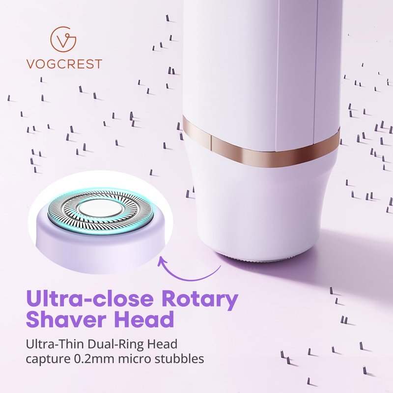 VG VOGCREST Bikini Trimmer Replacement Head: Compact Portable Painless Hair Removal & Precision Shaving Set for Women - Home Travel Bikini Area Use with Rotary Shaver Head(Purple)