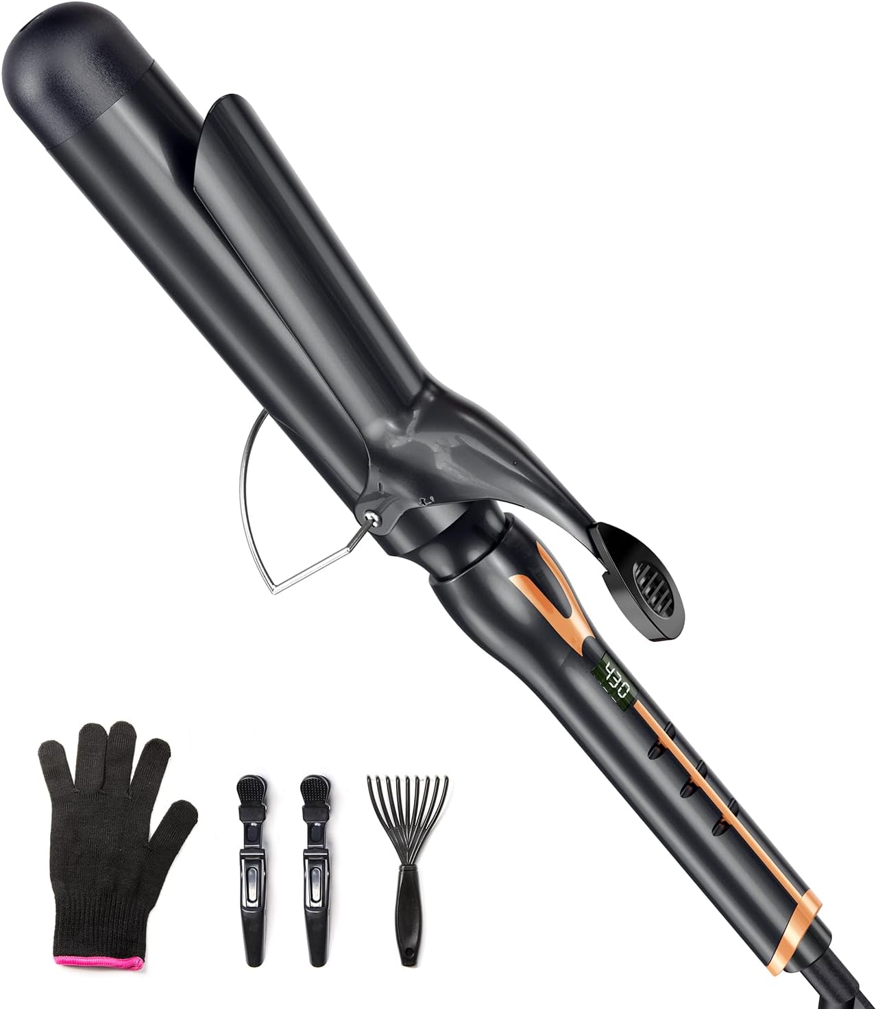 Titanium Curling Iron - 2 Inch Extra-Long Barrel for Long Hair | 12 Heat Settings, Auto-Off, Dual Voltage