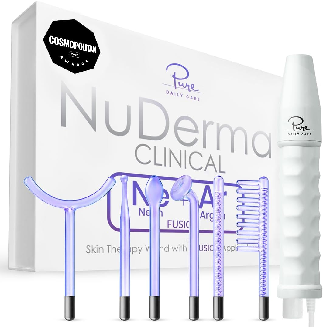 NuDerma Clinical Portable Skin Therapy Wand - 6 Fusion Neon & Argon Wands for Anti-Aging, Skin Tightening & Radiance | Wrinkle Reduction