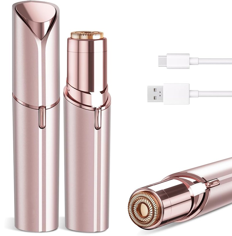 Facial Hair Removal for Women - Painless Facial Hair Remover - Electric Hair Removal Device for Face Lips Peach Fuzz with Light (Rose Gold)