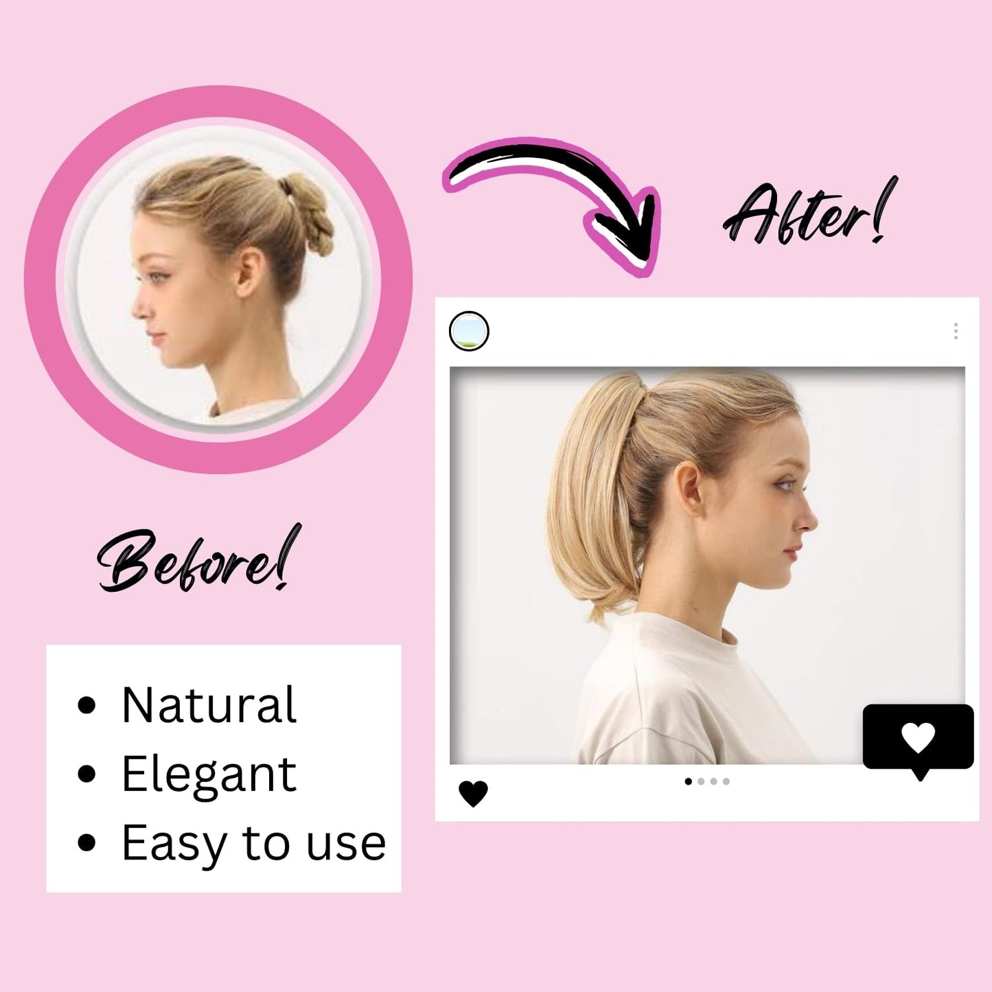 10-Inch Straight Claw Clip-In Ponytail Hair Extensions - Black | Realistic Synthetic Hair for Women & Men