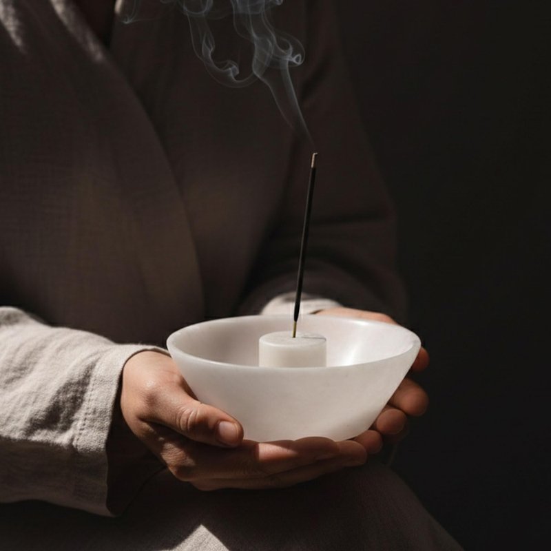 Radicaln Marble Incense Holder 5.5" Inches Handmade White Marbles Ashtray for Home Décor, Ideal Incense Stick Holder, Palo Santo Holder & Incense Holder Marble for Living Room