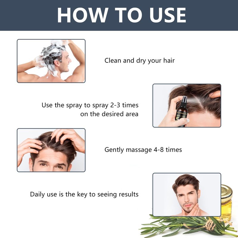 Minoxidil Hair & Beard Growth Spray - Biotin Treatment for Thinning Hair | 3.38 oz, Black