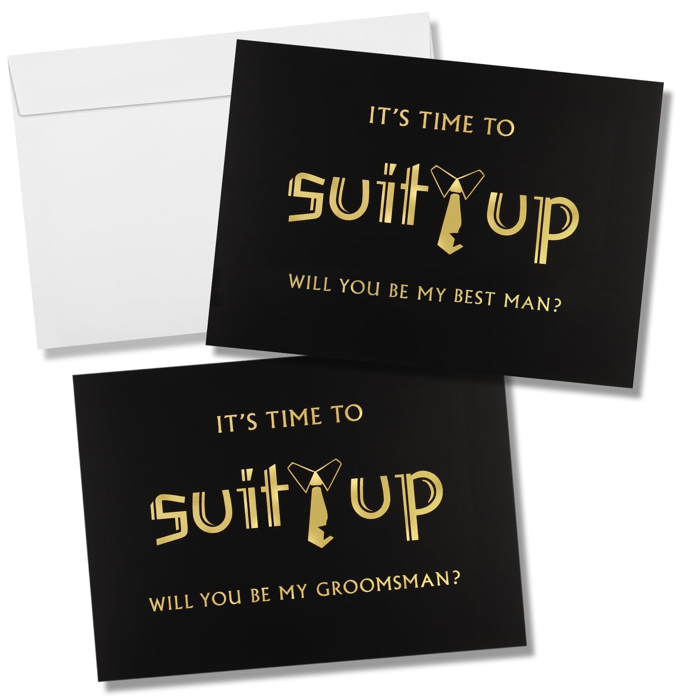 Zonon 8 Pcs Groomsmen Proposal Cards 7 Will You Be My Groomsman and 1 Best Man Card with Envelopes 5 x 7 Inch Suit up Funny Groomsmen Proposal Invitation Gifts for Wedding Supplies