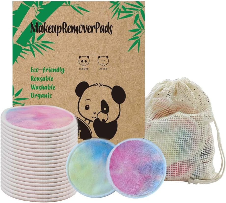 Reusable Makeup Remover Pads - 28 Pack Bamboo Cotton Rounds | Soft, Washable & Comfortable for Skin