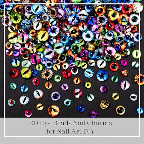 150Pcs Eye Nail Charms - 6mm & 10mm Glass Dragon & Animal Eye Beads for Nails & Crafts
