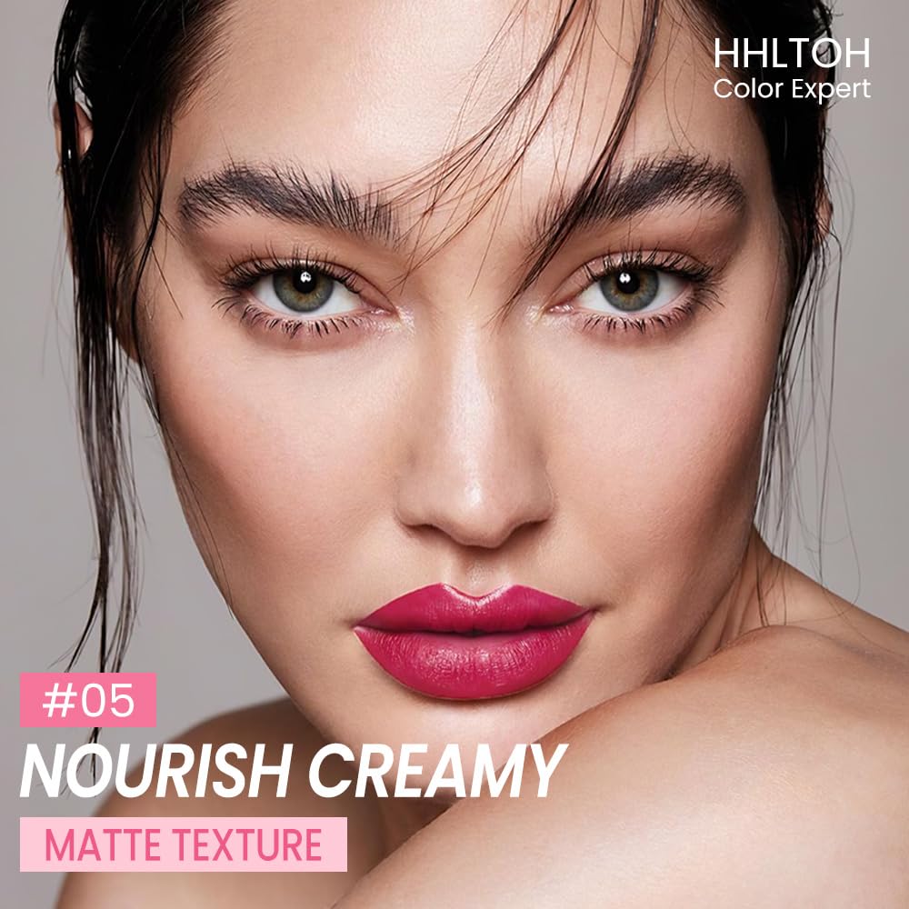 HHLTOH Honey Lipstick Tinted Lip Balm - Matte Tint Cream Lipsticks for All Skin Tones, Hydrating Lip Stain, Can be Buildable Blendable Nourishing Moisturizing Suitable for Women to Every Day Makeup 05