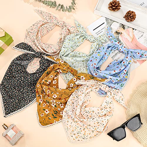 Dingion 6 Pcs Floral Hair Bandanas for Women - Stylish Head Kerchiefs