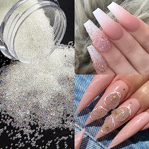 6 Bottles Pixie Crystals for Nail Art - Holographic Caviar Beads