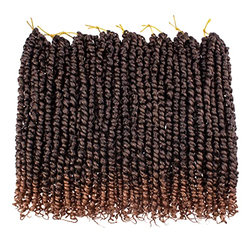 Leeven 10 Inch Pre-Twisted Passion Twist Hair Extensions - 8 Packs Ombre Brown #T30