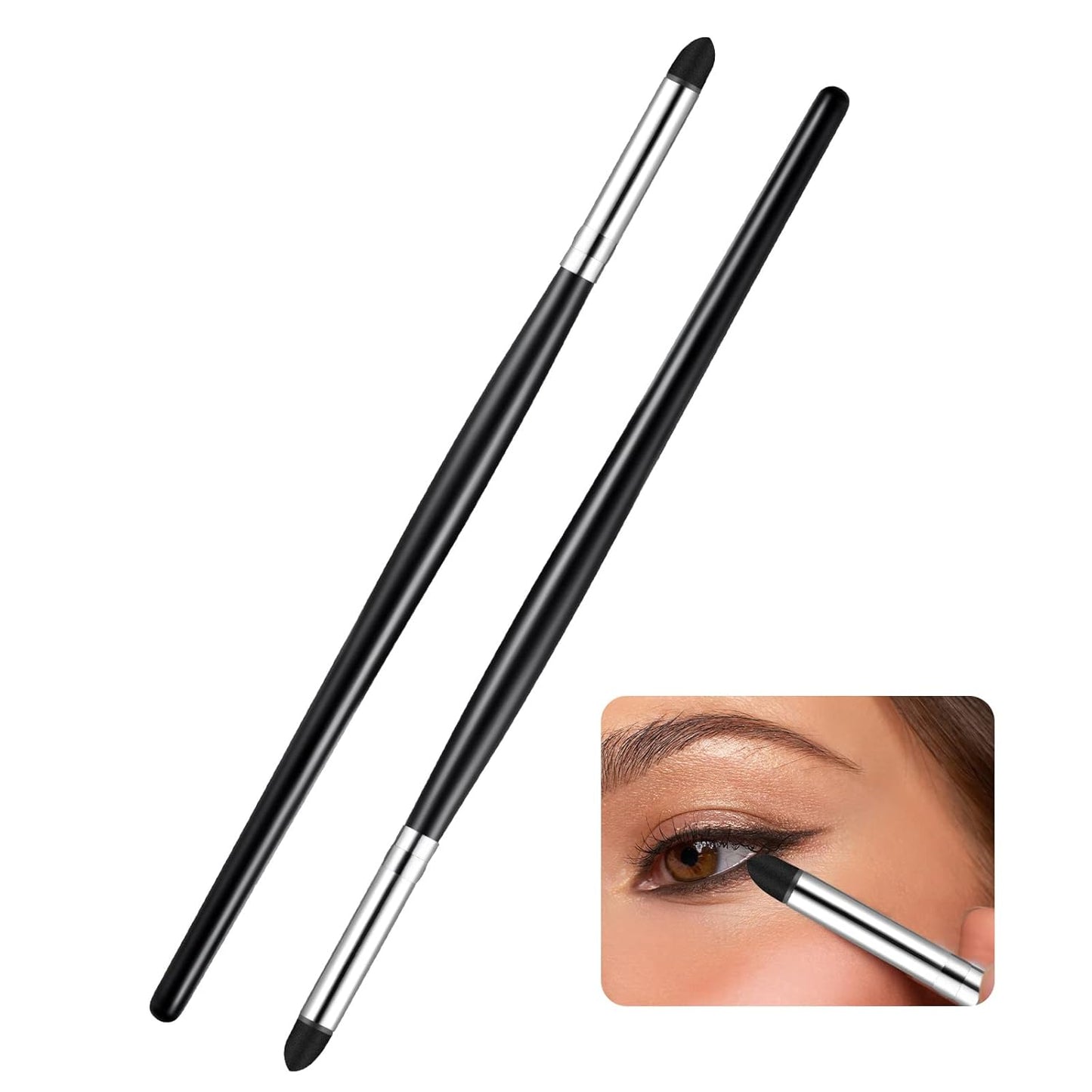 Zubebe Eyeliner Smudge Brush Set - Soft Makeup Tool for Blending Eyeshadow & Liner | 6.2 Inch