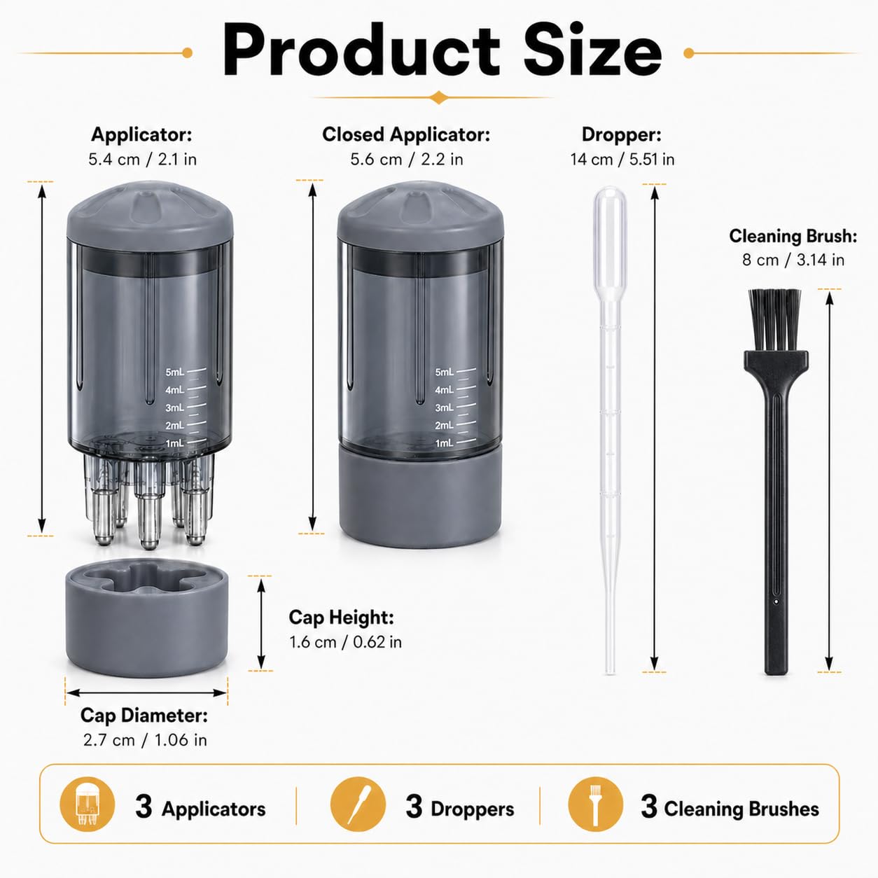 Minoxidil Applicator Set - 3 Pack Scalp Oil & Hair Oil Bottles | Mess-Free 5 Spouts for Easy Application