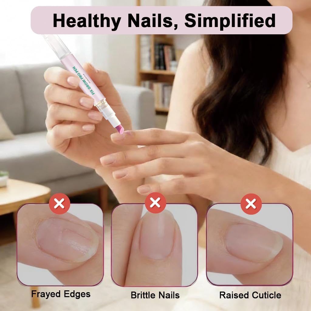 Cuticle Oil Pusher Pen - 2-in-1 Ceramic Nail Care Tool for Dry, Damaged Nails | Moisturizing & Polishing (1 Pcs)