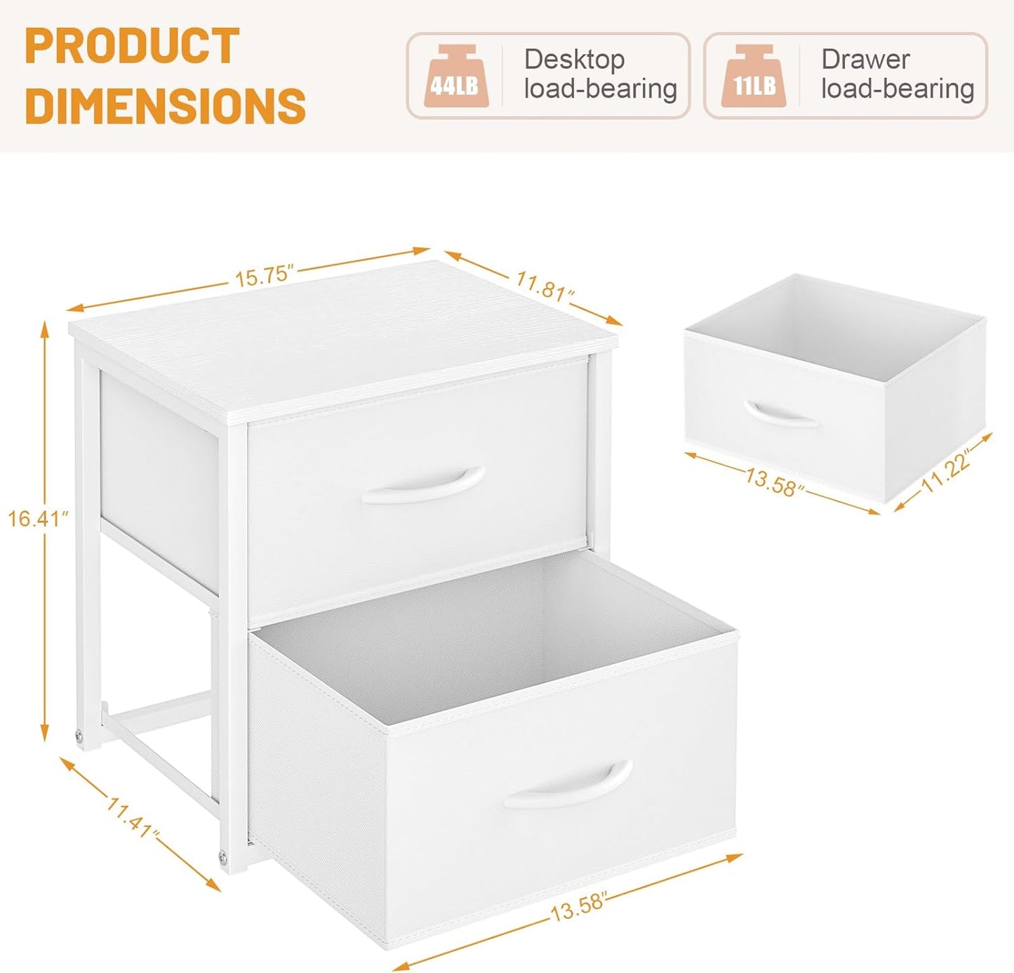 Stackable Storage Drawers - White Closet Organizer with Wooden Top & Metal Frame | Versatile Dresser for Bedroom & Living Room