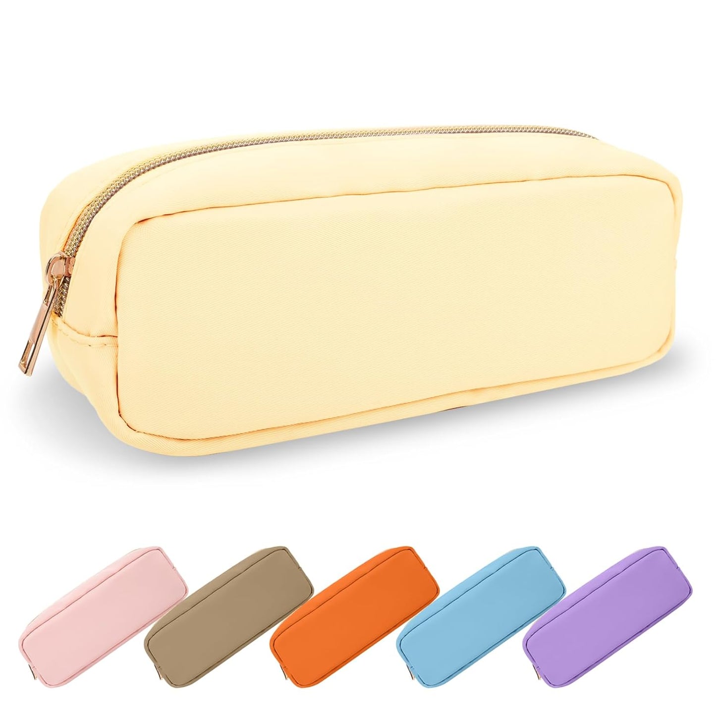 Waterproof Mini Floral Makeup Bag - Nylon Travel Pouch for Women | Cute Zipper Toiletry Organizer (Mini White-Flowers)