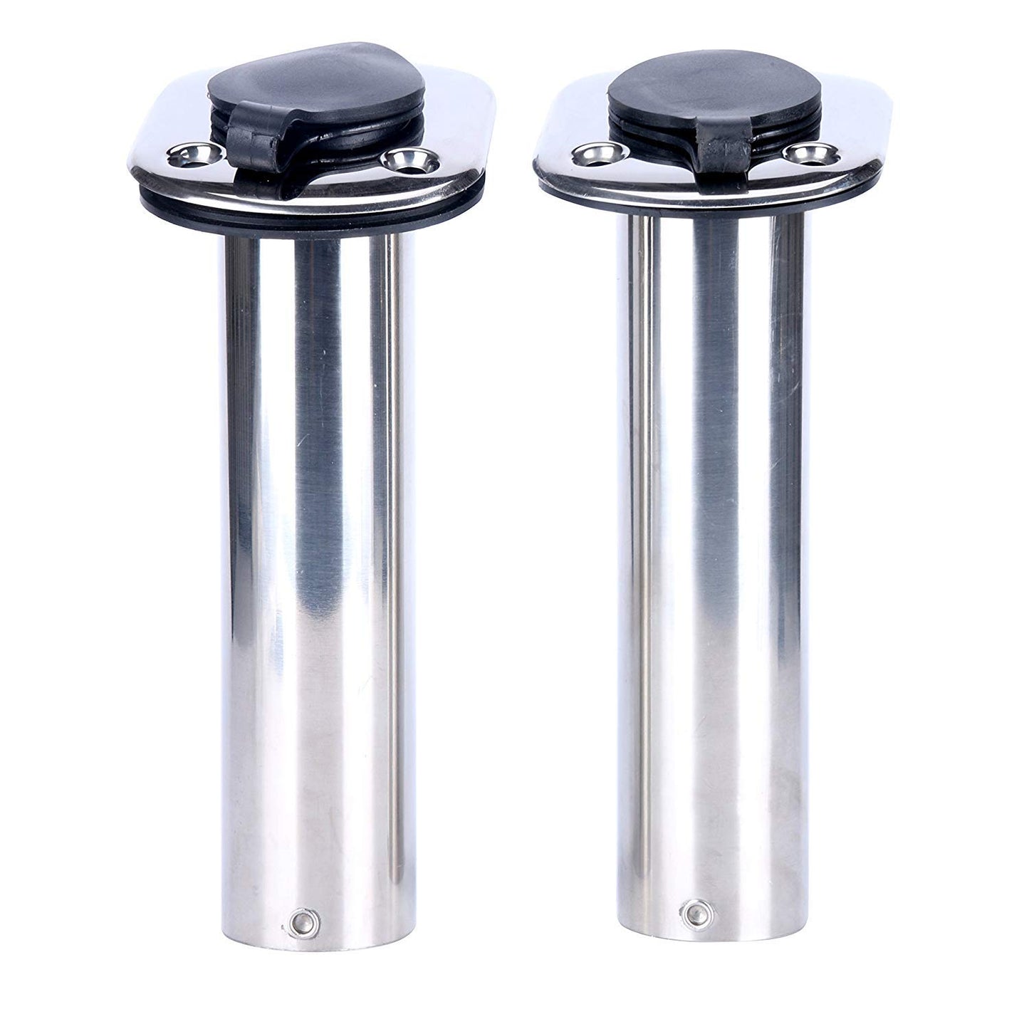 Amarine Made 4 Pack of Stainless Steel Flush Mount Rod Holders with Rubber Cap, Liner, Gasket (90 Degree Rod Holders)