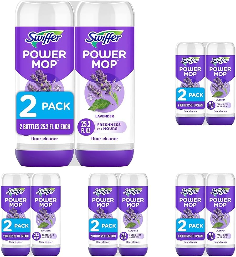 Swiffer PowerMop Liquid Floor Cleaner Refills - Fresh Scent Mopping Solution | 2 Count Multi-Surface Replacement Bottles