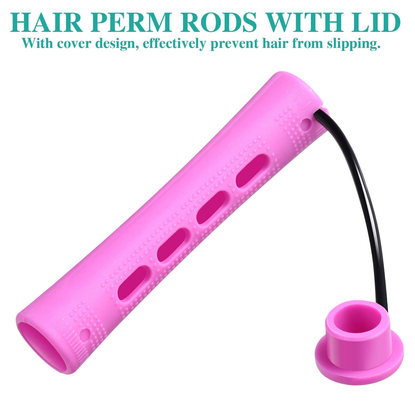 WILLBOND 60 Pcs Perm Rods - Plastic Curling Rollers for Long Hair Styling | 0.75 Inch, Purple