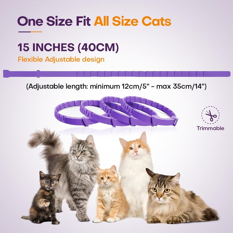 Calming Collar for Cats with Pheromone 4 Pack Cat Calming Collars to Reduce Anxiety & Scratching 30 Days Long-Lasting, Waterproof Cat Calming Collar for Indoor & Outdoor Adjustable Cat Calm Collars