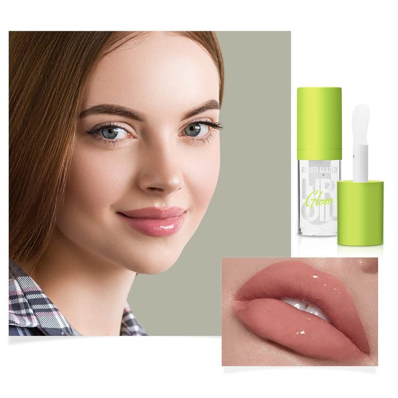 Moisturizing Lip Oil - Hydrating Vegan Plumping Lip Tint for Dry Lips | Shiny Glow Finish