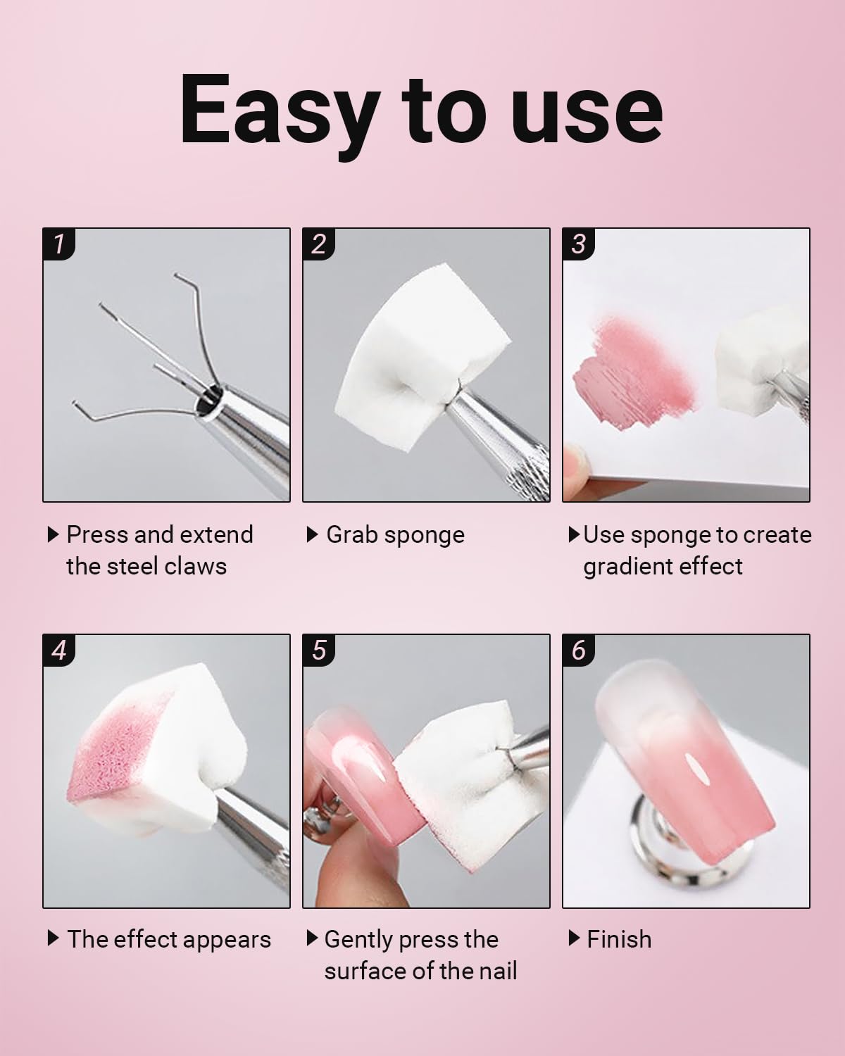 Hasakhi 200Pcs Nail Sponges for Ombre, Soft Nail Art Sponges With Grabbing Pen , Manicure Nail Art Tools, Blooming Nails,Nail Tech Must Have Nail Accessories Supplies for Home and Salon