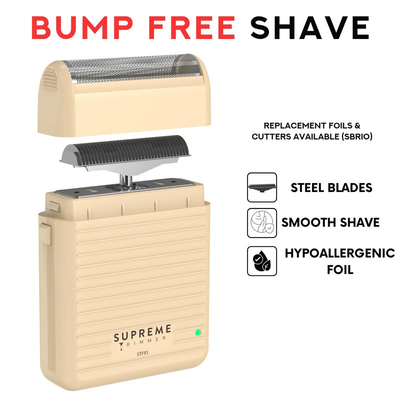 Supreme Trimmer Solo Lite Foil Shaver for Men | Rechargeable Electric Razor + 90 Min Runtime, Type-C USB Fast Charging | Lightweight Travel Shaver, Easy to Carry | STF91