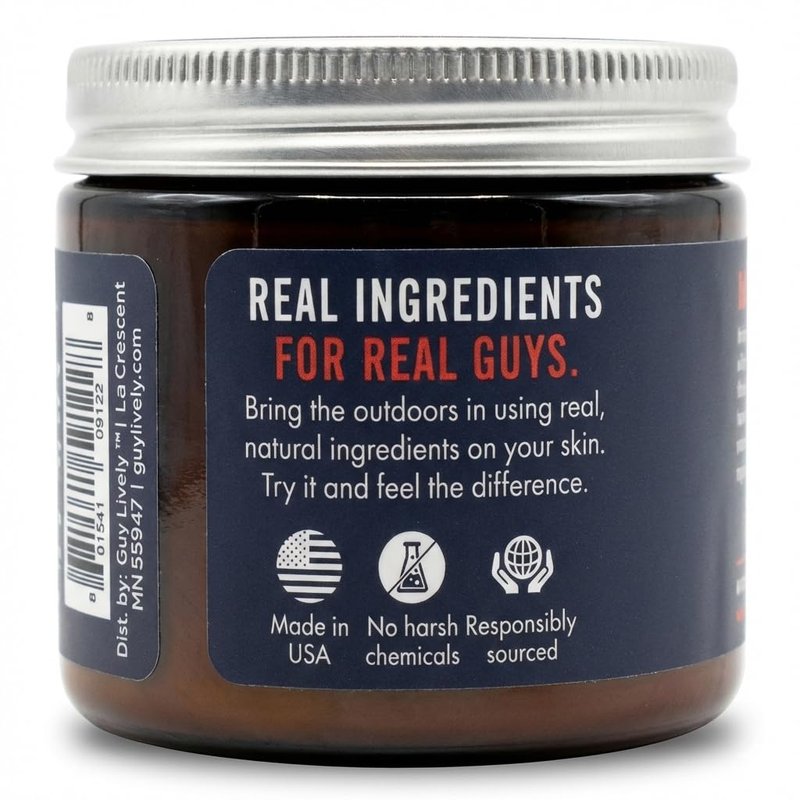 Guy Lively Men’s Natural Shaving Cream, Unscented Non‑Foaming Shaving Cream for Sensitive Skin with Organic Aloe, Shea & Cocoa Butter, Vegan Formula Reduces Razor Burn & Irritation, 6 oz, Made in USA