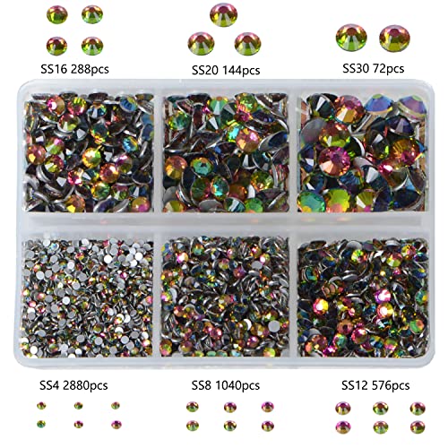 Bymitel Vitrail Medium Rhinestones 6 Sizes 5000PCS Glass Flatback Gems for Jewelry & Crafts