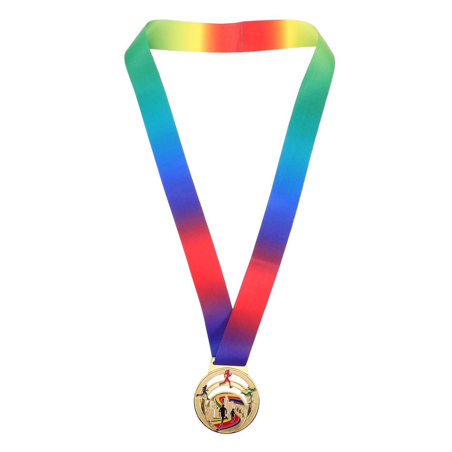 POPETPOP Running Award Medals, Zinc Alloy Gold Track and Field Medals with Neck Ribbon, Gold Fun Run Award for Tournaments Sports Competition Marathon Cross Country, 2.55 Inch