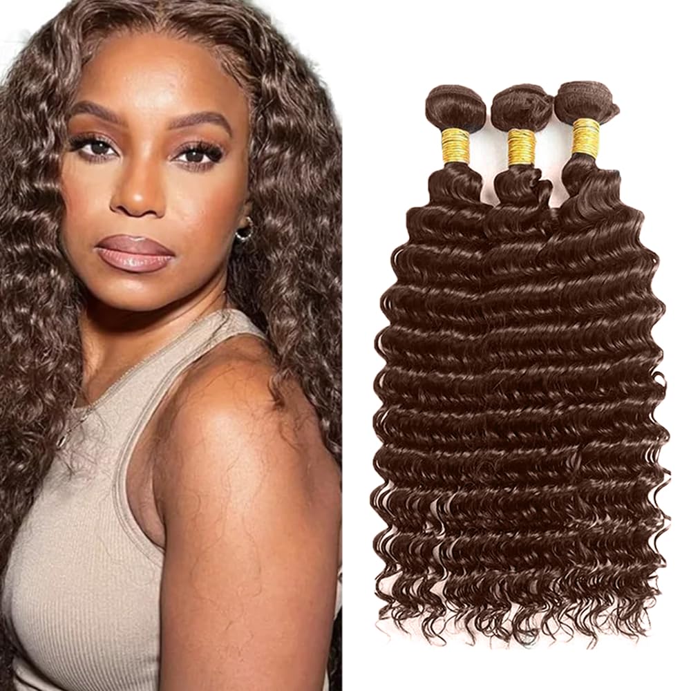 #4 Brown Human Hair Bundle Chocolate Brown Body Wave Bundles 16 18 20 inch 150g 100% Unprocessed Brazilian Virgin Hair 3 Bundles Color #4