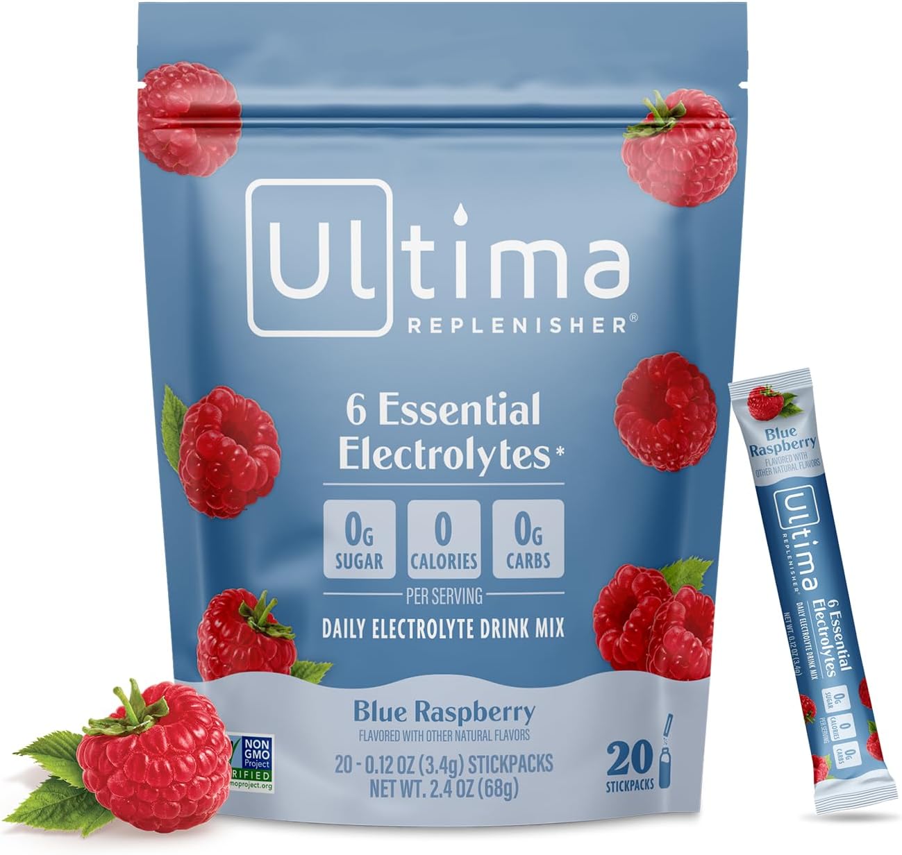 Ultima Replenisher Electrolyte Powder | Zero Sugar Hydration Packets with 6 Electrolytes – Original Variety Pack, 20 Stickpacks
