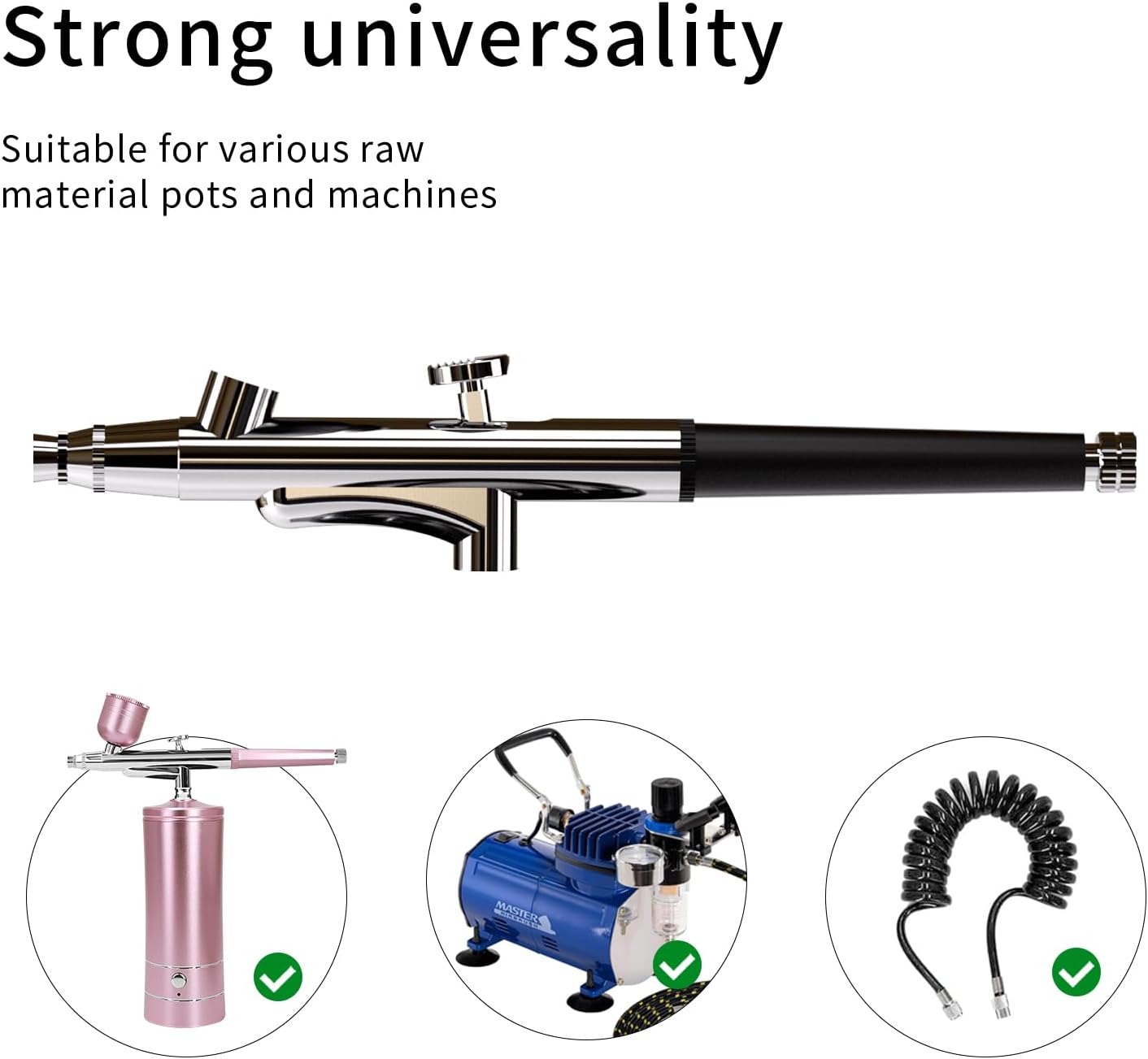 Airbrush Kit - Portable Airbrush Gun Set with 0.3mm Needles for Painting, Cake Decorating & Makeup | Black