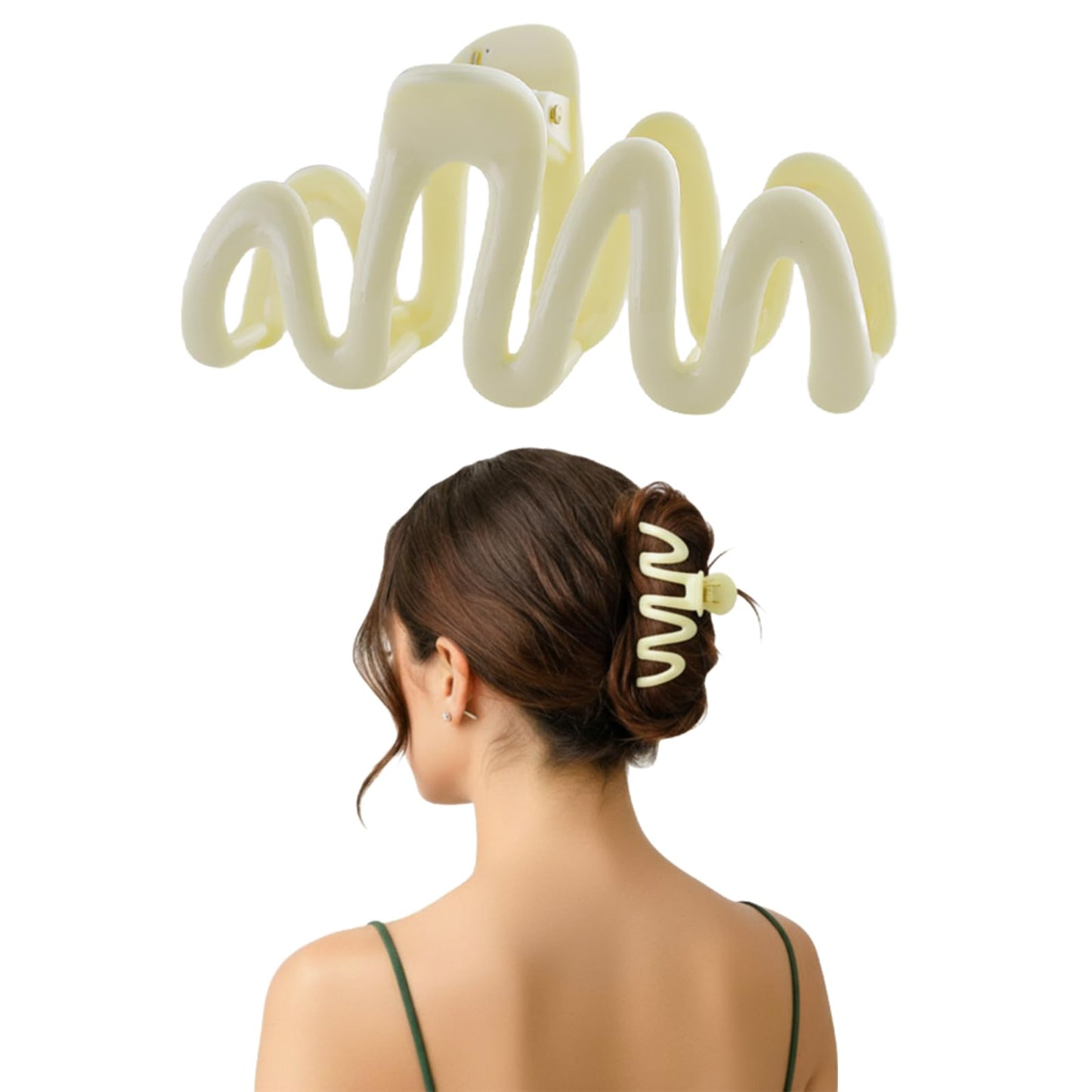 1PC Wavy Hair Claw Clip for Women - Non Slip Grip for Thick Hair, Cute & Stylish Hair Accessories in Elegant Jelly Color(Yellow)