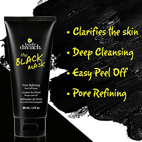 Body Drench Charcoal Peel-Off Face Mask for Blackhead Removal & Pore Cleansing - 2 Pack